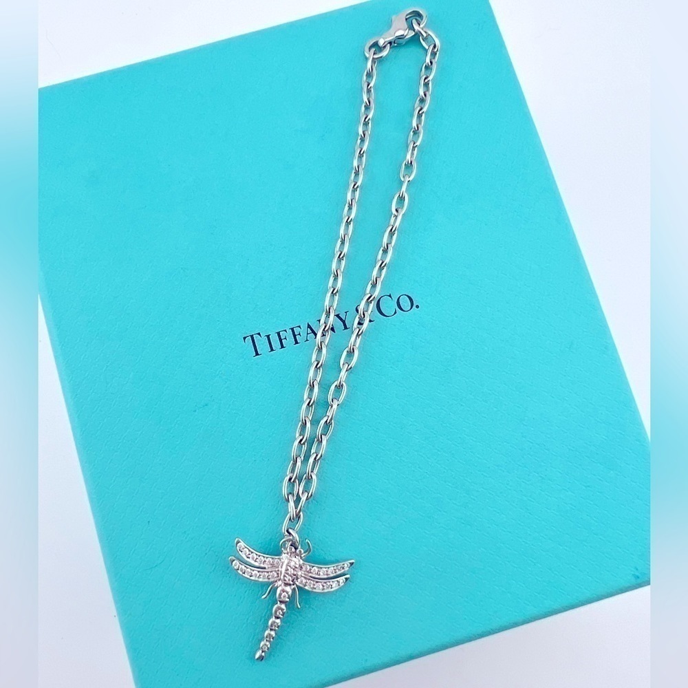 RARE Tiffany & Co. Platinum Diamond Dragonfly Bracelet 7.675" 🪲